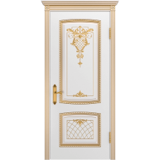 Ульяновская дверь Аристократ белая эмаль патина золото ДГ