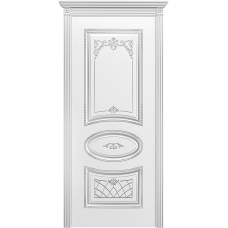 Ульяновская дверь Багет-3 белая эмаль патина серебро ДГ