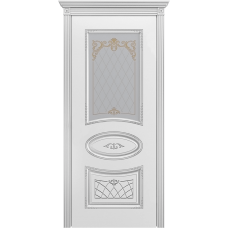 Ульяновская дверь Багет-3 белая эмаль патина серебро ДО