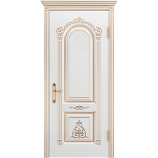 Ульяновская дверь Ода-1 белая эмаль патина золото ДГ