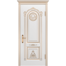 Ульяновская дверь Ода-3 белая эмаль патина золото ДГ