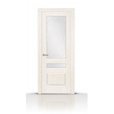Дверь СитиДорс модель Малахит-2 цвет Ясень белый стекло