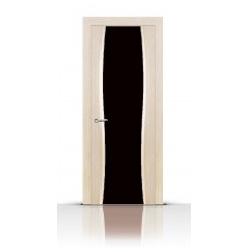 Дверь СитиДорс модель Жемчуг-2 цвет Белёный дуб триплекс чёрный