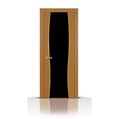Межкомнатная Дверь СитиДорс модель Жемчуг-2 цвет Анегри светлый триплекс чёрный