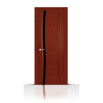 Межкомнатная Дверь СитиДорс модель Жемчуг-1 цвет Красное дерево триплекс чёрный