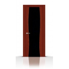 Дверь СитиДорс модель Жемчуг-2 цвет Красное дерево триплекс чёрный
