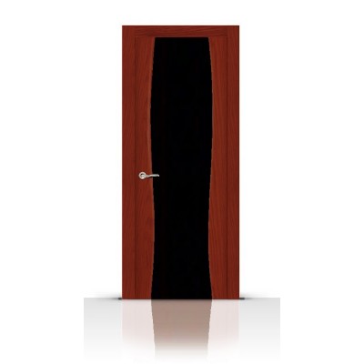 Межкомнатная Дверь СитиДорс модель Жемчуг-2 цвет Красное дерево триплекс чёрный