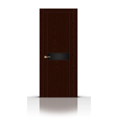 Межкомнатная Дверь СитиДорс модель Турин-1 цвет Ясень шоколад триплекс чёрный