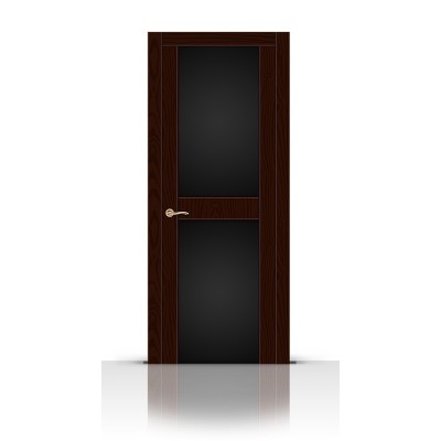 Межкомнатная Дверь СитиДорс модель Турин-3 цвет Ясень шоколад триплекс чёрный