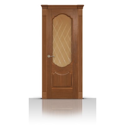 Межкомнатная Дверь СитиДорс модель Гиацинт цвет Американский орех стекло Ромб