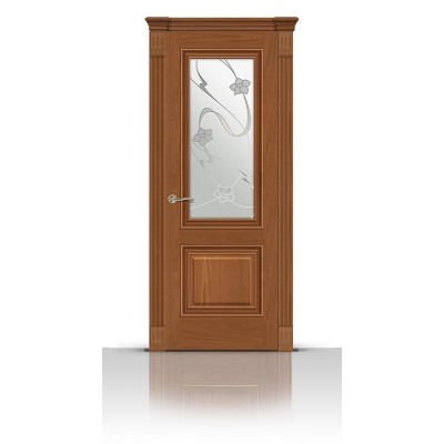 Межкомнатная Дверь СитиДорс модель Элеганс-1 цвет Американский орех стекло Очарование