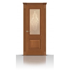 Дверь СитиДорс модель Элеганс-1 цвет Американский орех стекло Кружево