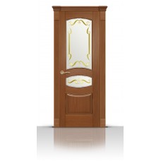 Дверь СитиДорс модель Гелиодор цвет Американский орех стекло Нежность