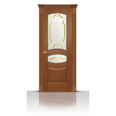 Межкомнатная Дверь СитиДорс модель Гелиодор цвет Американский орех стекло Нежность