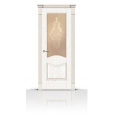 Дверь СитиДорс модель Онтарио цвет Ясень белый стекло Кружево