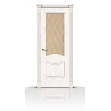 Дверь СитиДорс модель Онтарио цвет Ясень белый стекло Ромб