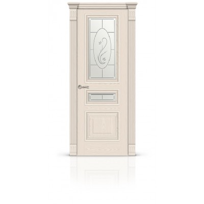 Межкомнатная Дверь СитиДорс модель Элеганс-2 цвет Ясень крем стекло Овал