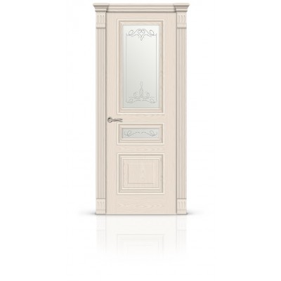 Межкомнатная Дверь СитиДорс модель Элеганс-2 цвет Ясень крем стекло Романтик