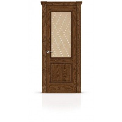 Межкомнатная Дверь СитиДорс модель Бристоль цвет Дуб морёный стекло бронза гравировка ромб