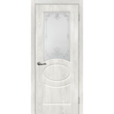 Дверь МариаМ Сиена-1 Дуб жемчужный стекло контур серебро