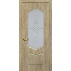 Дверь МариаМ Сиена-2 Дуб песочный стекло контур золото