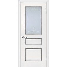 Дверь МариаМ Мурано-2 Белый патина серебро стекло контурный полимер серебро